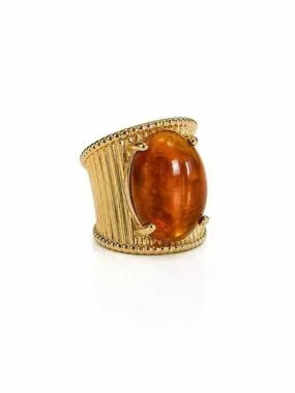 Gold Statement Ring with Amber Cabochon